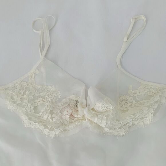 VTG Oscar de la Renta Pink Label Chemise Slip Gown & Robe M Sheer White Bridal - Picture 12 of 16